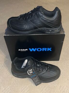 Dr. Scholl’s Cambridge 2 Work Sneakers Black Leather Men’s 11 Slip Resistant